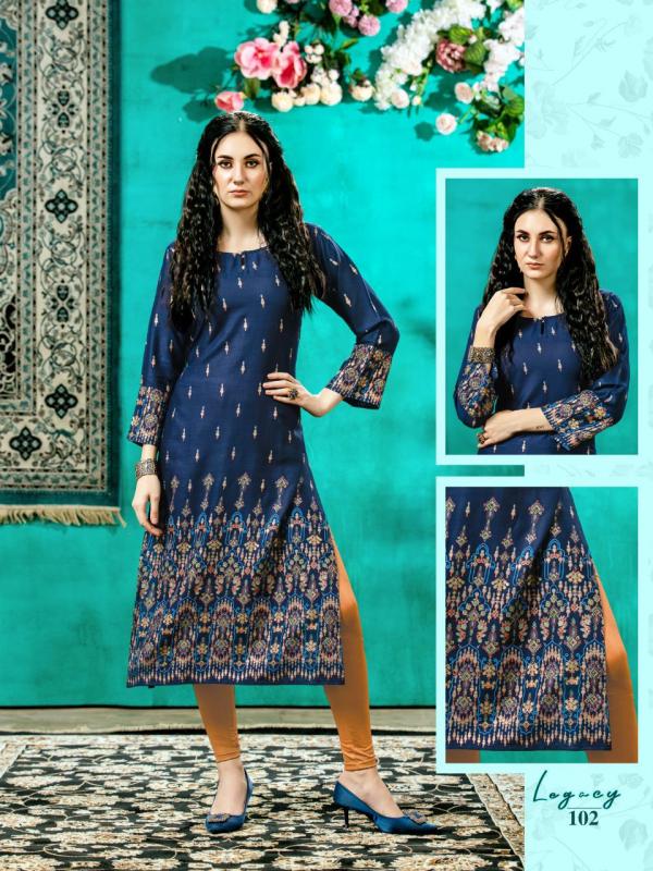 Legacy Fancy Rayon Gold Print Kurti